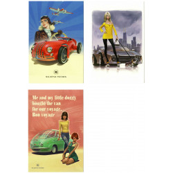 PIN UP GIRL & CAR & Aviation ~ Author's SET of 16 Postcard Never cars Very RARE!
