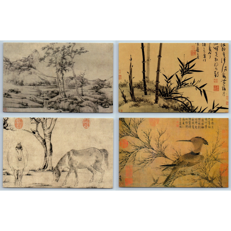 CHINESE ART YUAN 元朝 Post Cards in Folder 王蒙 倪瓒 吴镇 黃公望 China LOT of 10 pcs