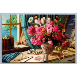STILL LIFE with Peonies Paintings Window BOOK by Lopina New Unposted Postcard