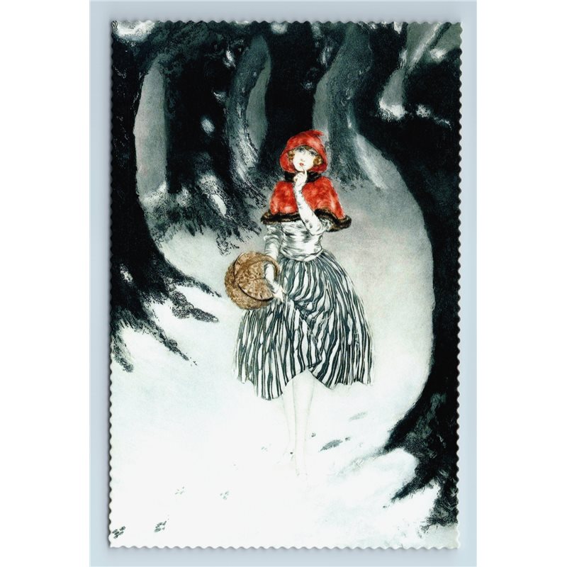 RED RIDING HOOD in Forest ART DECO by Louis Icart New Unposted Postcard