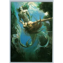 BORIS VALLEJO Mermaid n man Underwater Kingdom Fantasy Nude Russian postcard