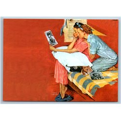 Pin-Up Girls dream of a celebrity Funny by Norman Rockwell NEW MDRN Postcard