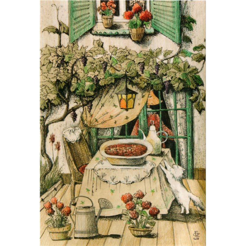 Cook Jam in Garden Cat Interior Food Floral Art Life Russia Modern Postcard