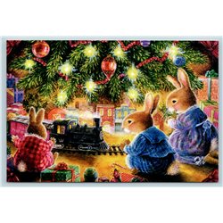SUSAN WHEELER. HOLLY POND HILL. Chrismas Tree Rabbits Russia Modern Postcard