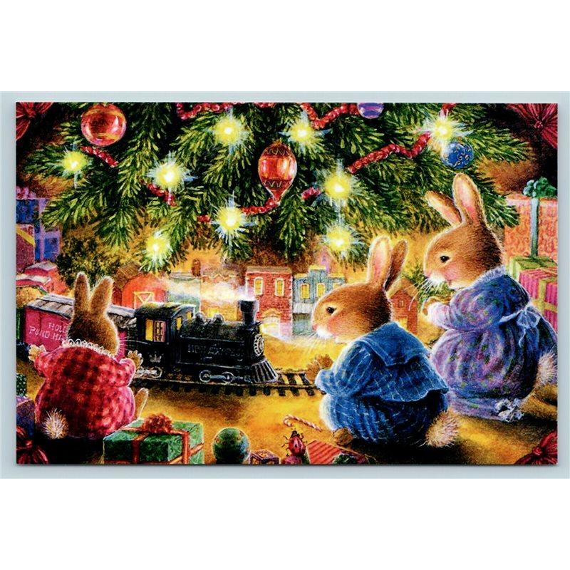 SUSAN WHEELER. HOLLY POND HILL. Chrismas Tree Rabbits Russia Modern Postcard