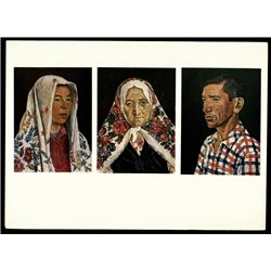 "Three portraits" Generations Woman Ethnic USSR socialist realism ART Print
