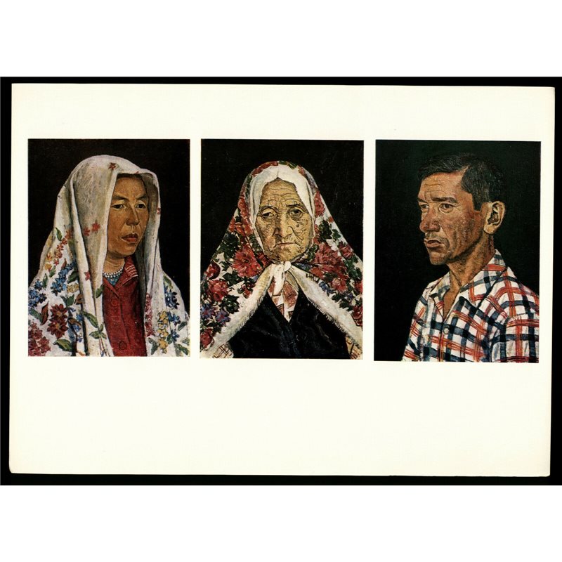 "Three portraits" Generations Woman Ethnic USSR socialist realism ART Print
