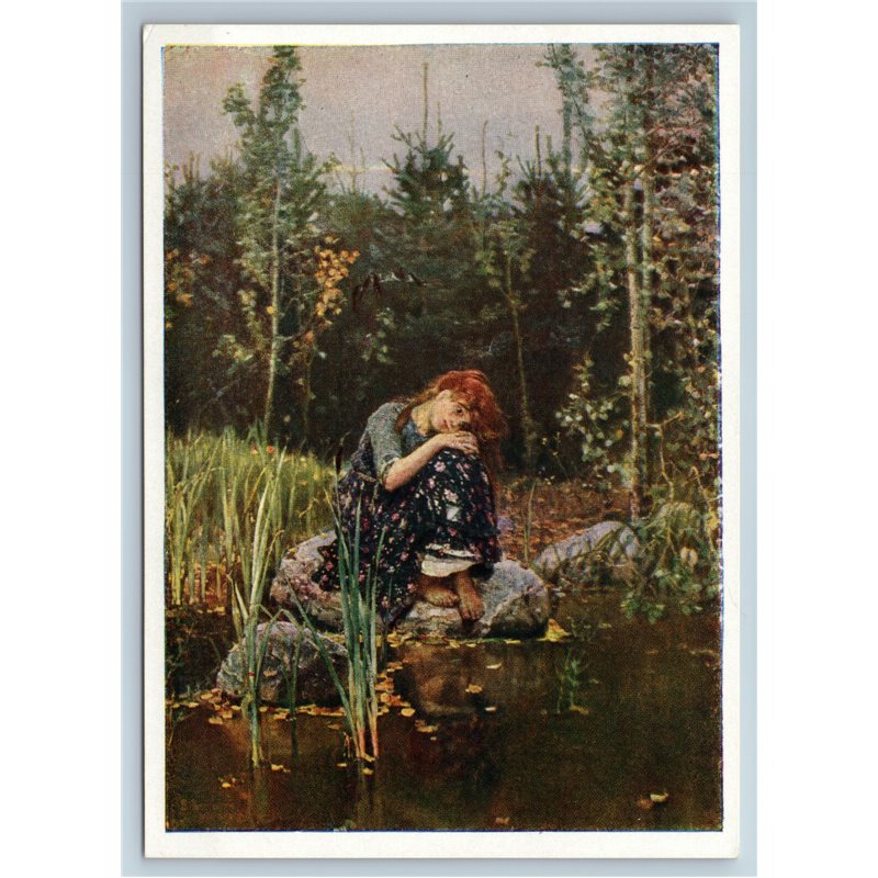 1959 VASNETSOV "Alionushka" Peasant Girl Fairy Tale Russia Soviet Postcard