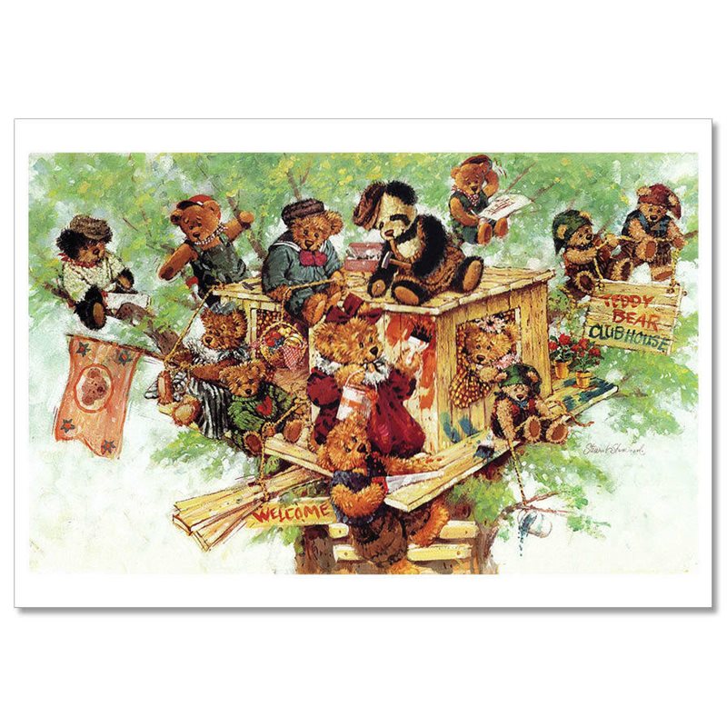 TEDDY BEAR Tree club house Funny by Sherwood Russian Modern Postcard