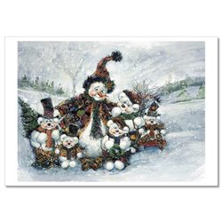 TEDDY BEAR TOYS Snowmans Christmas by Sherwood Russian Modern Postcard