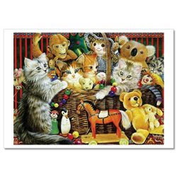 CATS Kittens in Toys DOLLS basket by Ivory NEW Russian Postcard