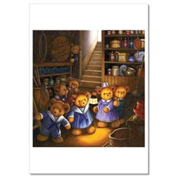 TEDDY BEAR scared Kid with Lamp in the cellar NEW Russian Postcard