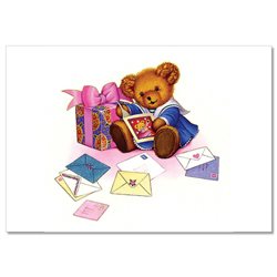 TEDDY BEAR with Gifts Greetings Letter Envelope NEW Russian Postcard