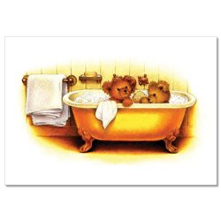 TEDDY BEAR bathe in the bath Soap bubble NEW Russian Postcard