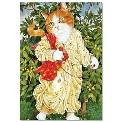 CAT Nobleman in Garden olive trees by Susan Herbert NEW Russian Postcard