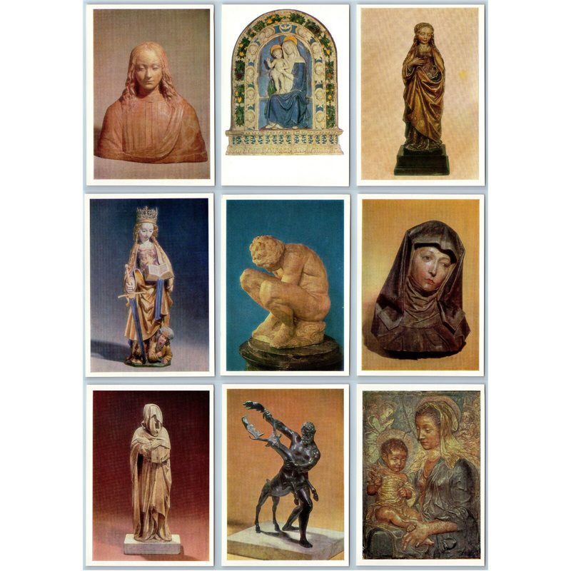 1985 SCULPTURE Relief Madonna God Holy Saint Vintage Lot 16 Postcards in Folder
