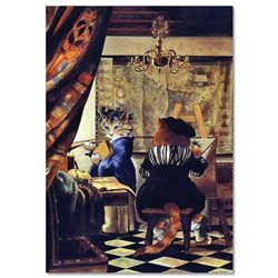 Victorian CAT Artist in workshop Interior by Susan Herbert NEW Modern Postcard