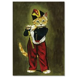 Victorian CAT Page playing a pipe by Susan Herbert NEW Modern Postcard