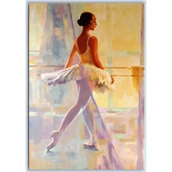 Pretty GIRL Ballerina Ballet Dance Before enetering stage NEW Russia Postcard