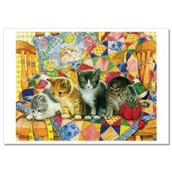 CAT Kitten on the chair Blanket Needlework Cute Russian Modern Postcard
