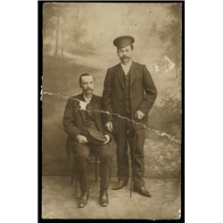 1910s Russian Types TWO MEN in Coatume and Cap Old Fashion antique photo