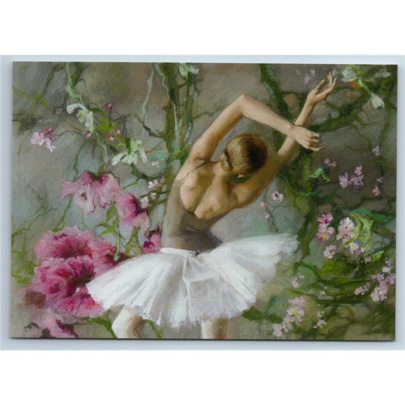 BALLERINA Blooming wild rose Ballet by Vostrezova New Unposted Postcard