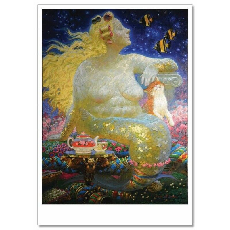 Fantasy Girl Mermaid Plus Size CAT by Nizovtsev NEW Russian Postcard