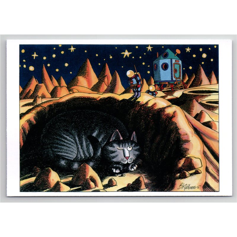 FUNNY CAT hiding from the astronaut SPACE Cosmos New Unposted Postcard