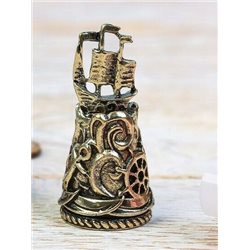 Thimble SAILING SHIP boat wheel Solid Brass Metal Russian Souvenir Collection