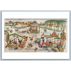 DRAGONS BOATS China Chinese Folk art pictures New Unposted Postcard