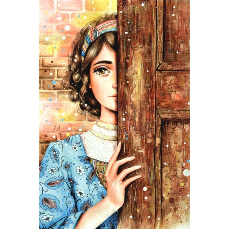 Pretty Girl Behind the door The Secret Russian Modern Postcard
