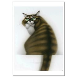 Very serious CAT with green eyes Portrait Funny Russian Unposted Postcard