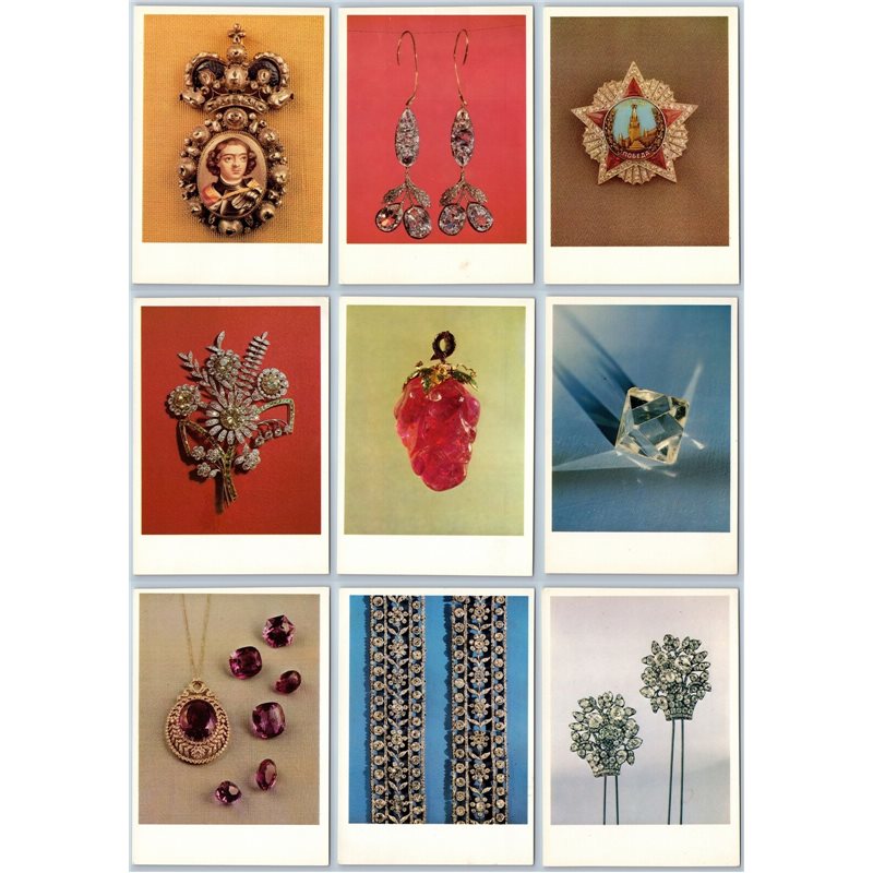 1981 DIAMOND FUND collection of gems, jewelry, natural nuggets SET of 16 Postcard