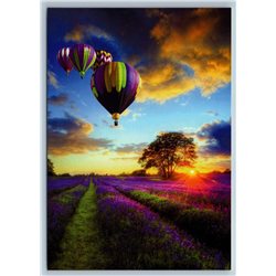 AIR BALLOONS in the sky Field Beatiful Russian Unposted Postcard