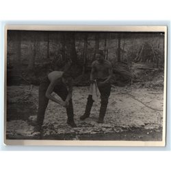 1950s Soldiers in Forest Washing Shirtless Gay Int Russian Soviet photo