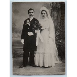 1900s WEDDING PHOTO Man & Woman Bride Fashion Russian Soviet photo