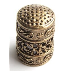 Thimble QUILT Openwork Ethnic Decor Solid Brass Metal Russian Souvenir Collection