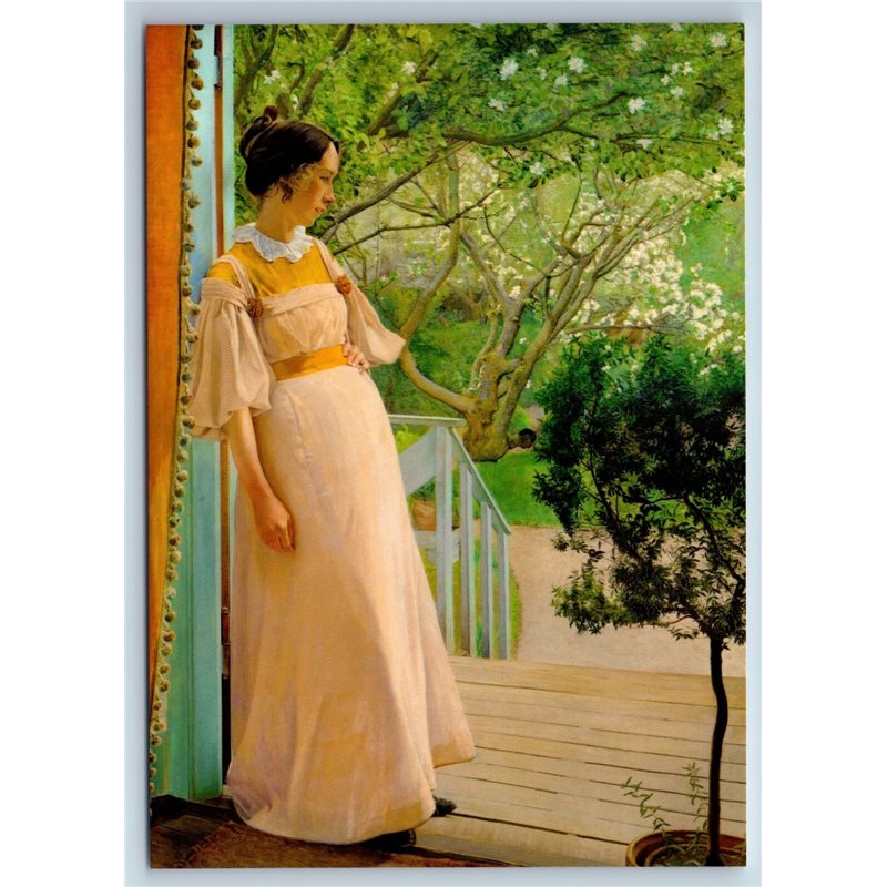 PRETTY YOUNG WOMAN on Steps Garden Old Fashion by Ring New Postcard