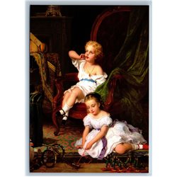 PRETTY LITTLE GIRLS play wooden TOY Doll Interior by Pieter New Postcard