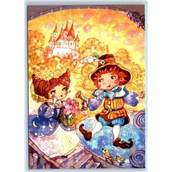 TILBO and PRINCESS Fairy Tale Little Girl & Boy Ill. Russian Unposted Postcard