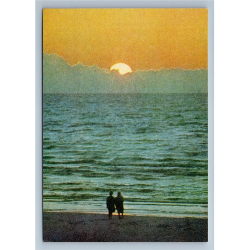 Latvia USSR  Sea Sunset View Orange Endless Visitors Clouds Old Vintage Postcard