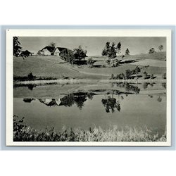 Zarasai Lithuania Stelmuze Environs Hill Houses Garden Lake Old Vintage Postcard