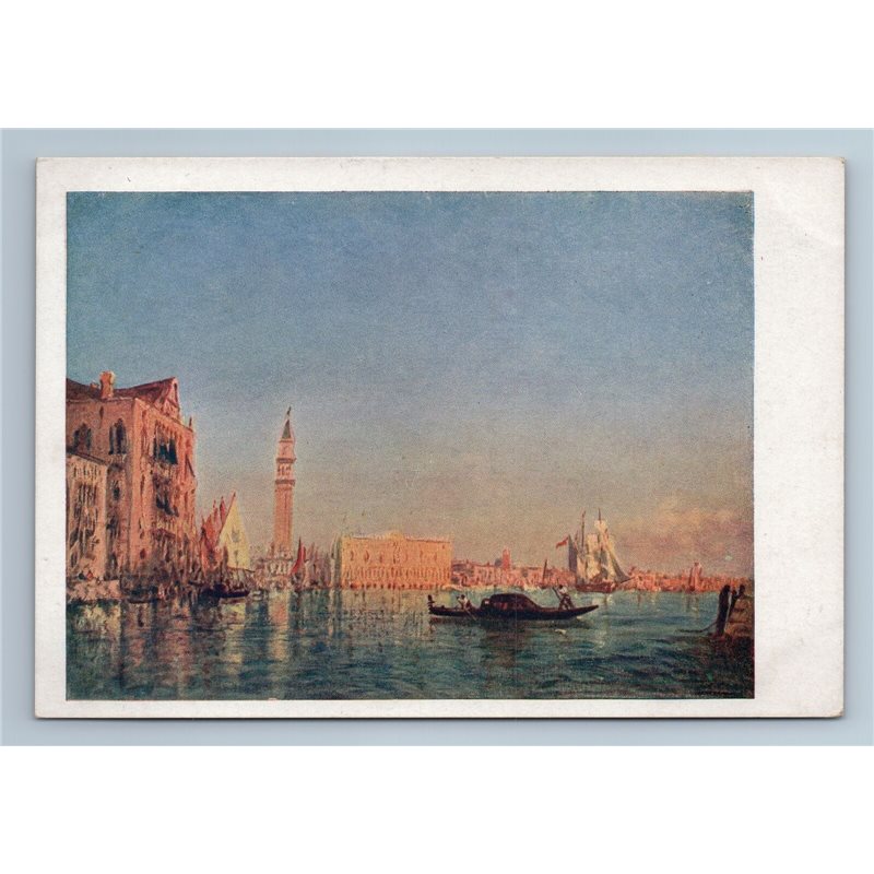 1933 VENICE ITALY Sailing Boat channels View by Ziem GOZNAK Art Vintage Postcard