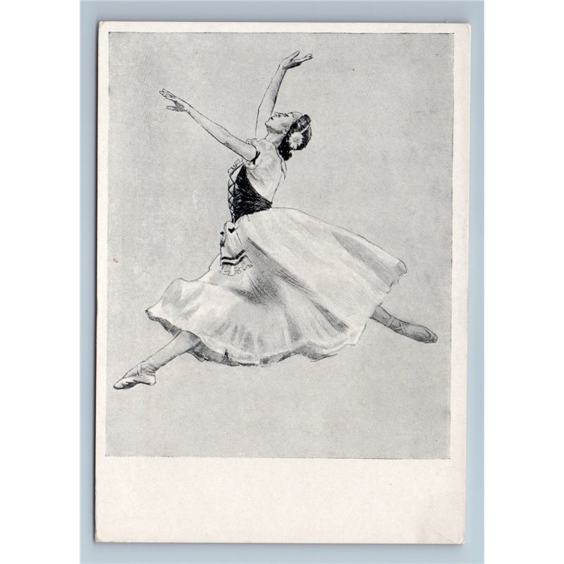 1958 GALINA ULANOVA Russian Ballerina in Giselle by Pavlov Art Vintage Postcard