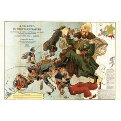 1899 Comic Map of Europe Royalty Emperor Romanov Russian Modern Postcard