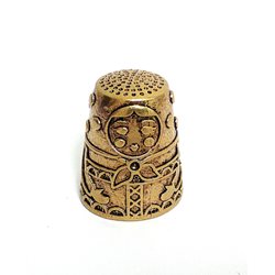 Thimble MATRESHKA DOLL Folk Ethnic Brass Metal Russian Souvenir Collectible