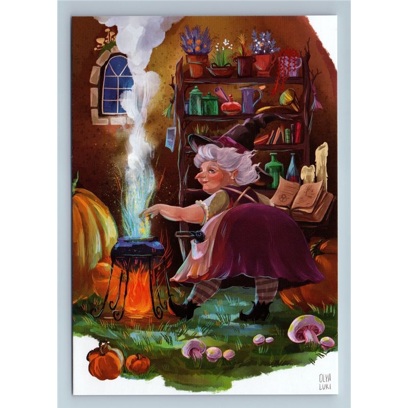 WITCH preparing a potion Mistress of House by Luki New Unposted Postcard