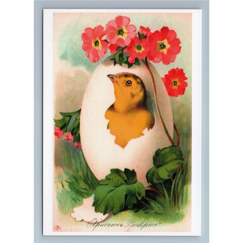 EASTER Greetings Chicken hatched from an egg Repro Russian Tsarist New Postcard