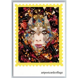 FASHIONABLE WOMAN Luxury Fashion Unusal POP ART Collage Russian NEW Postcard