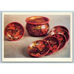 KHOKHLOMA Russian Wood painting handicraft Ornament Tableware SET 13 Postcards